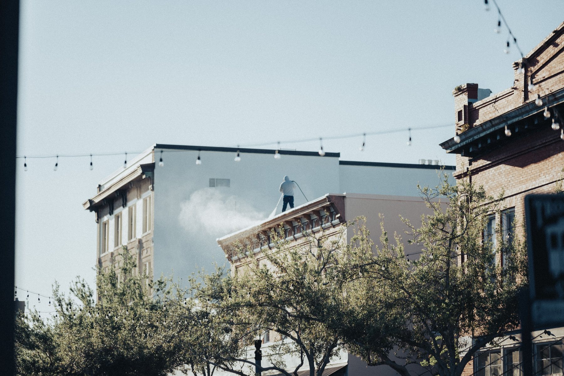 Professional roof cleaning service illustration