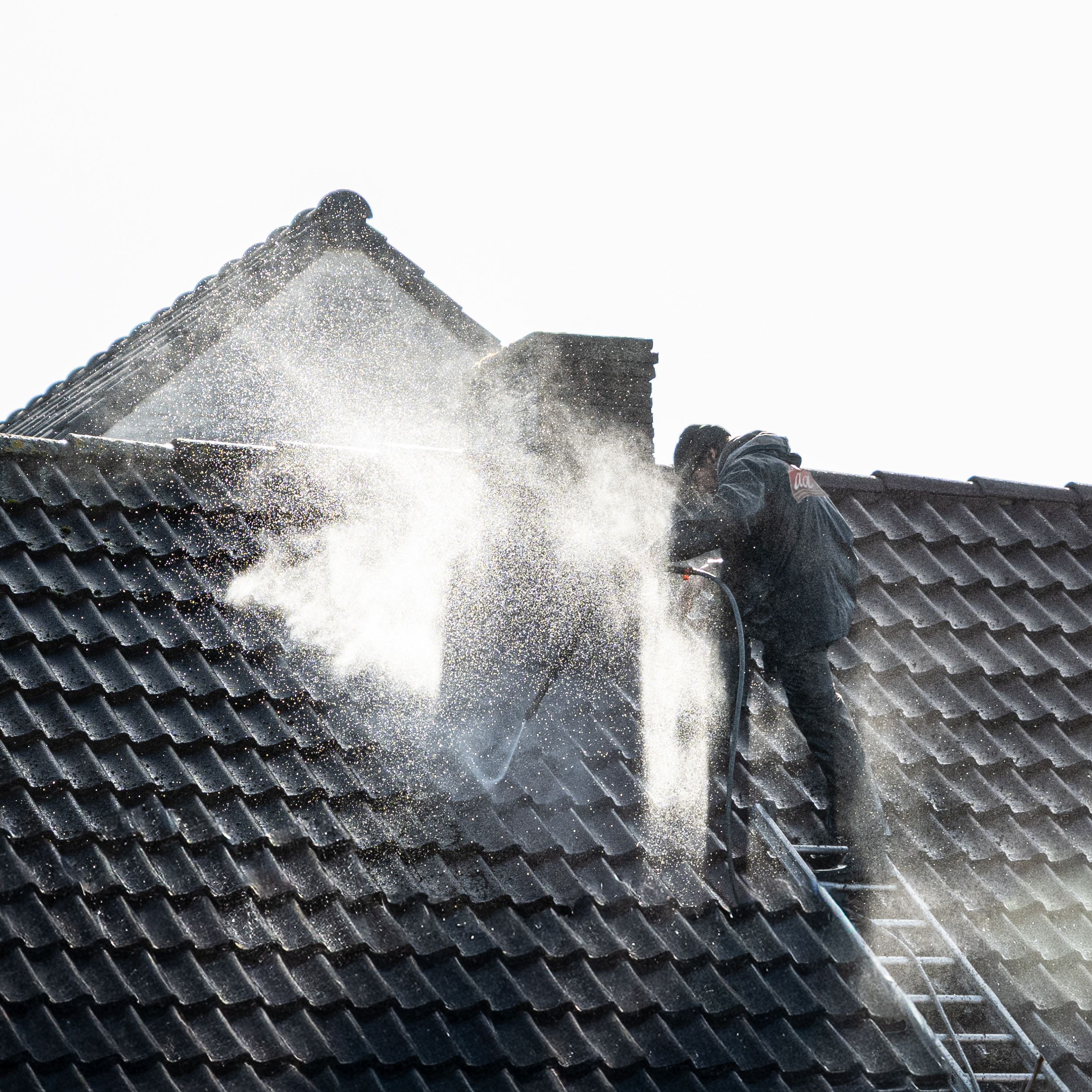 Professional roof cleaning service illustration