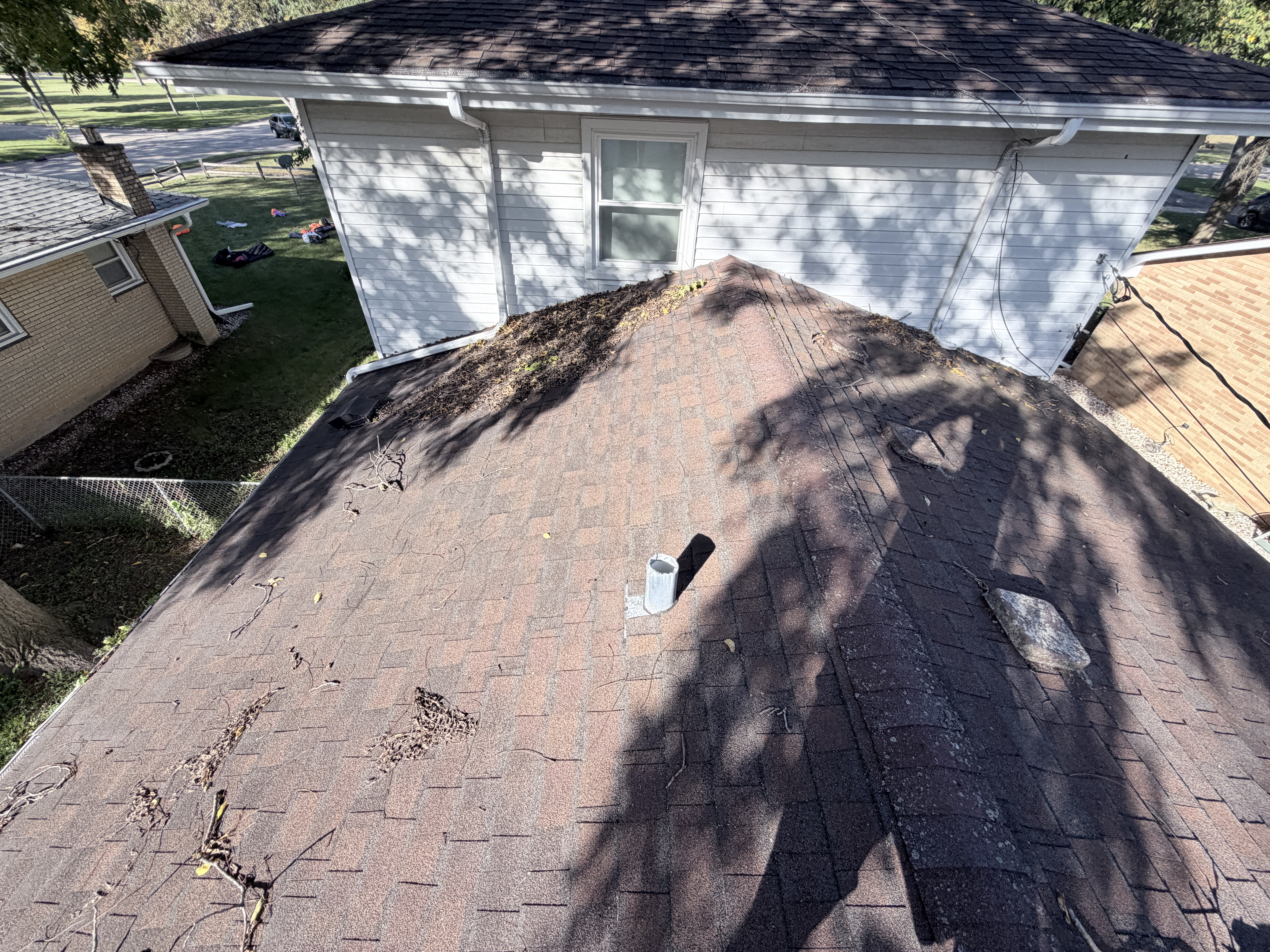 Before Roof Washing project in Zion, IL