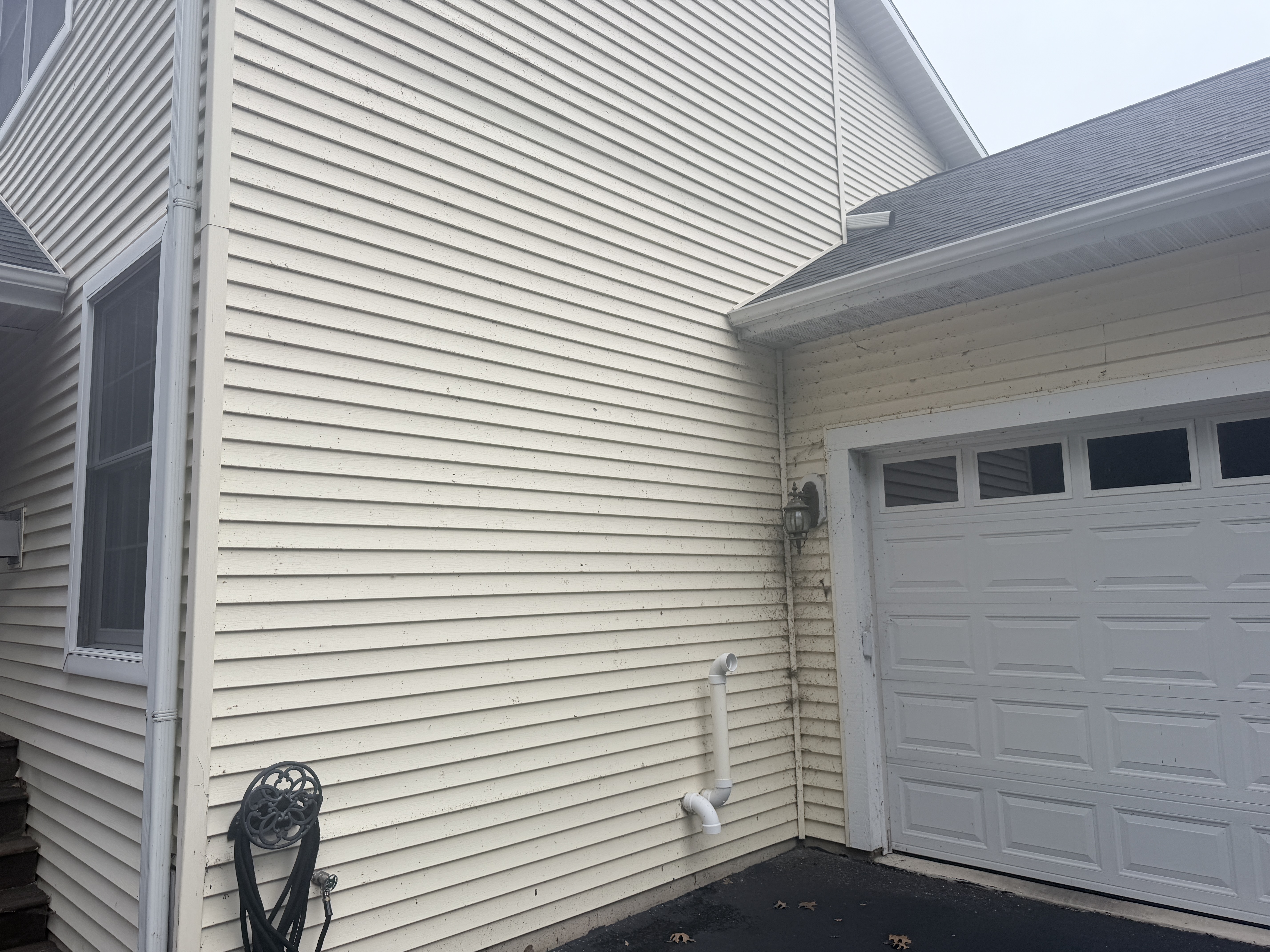 Before house washing and fence cleaning in Pleasant Prairie, WI by Code 3 Cleaning — pair 4 of 10, project #1936