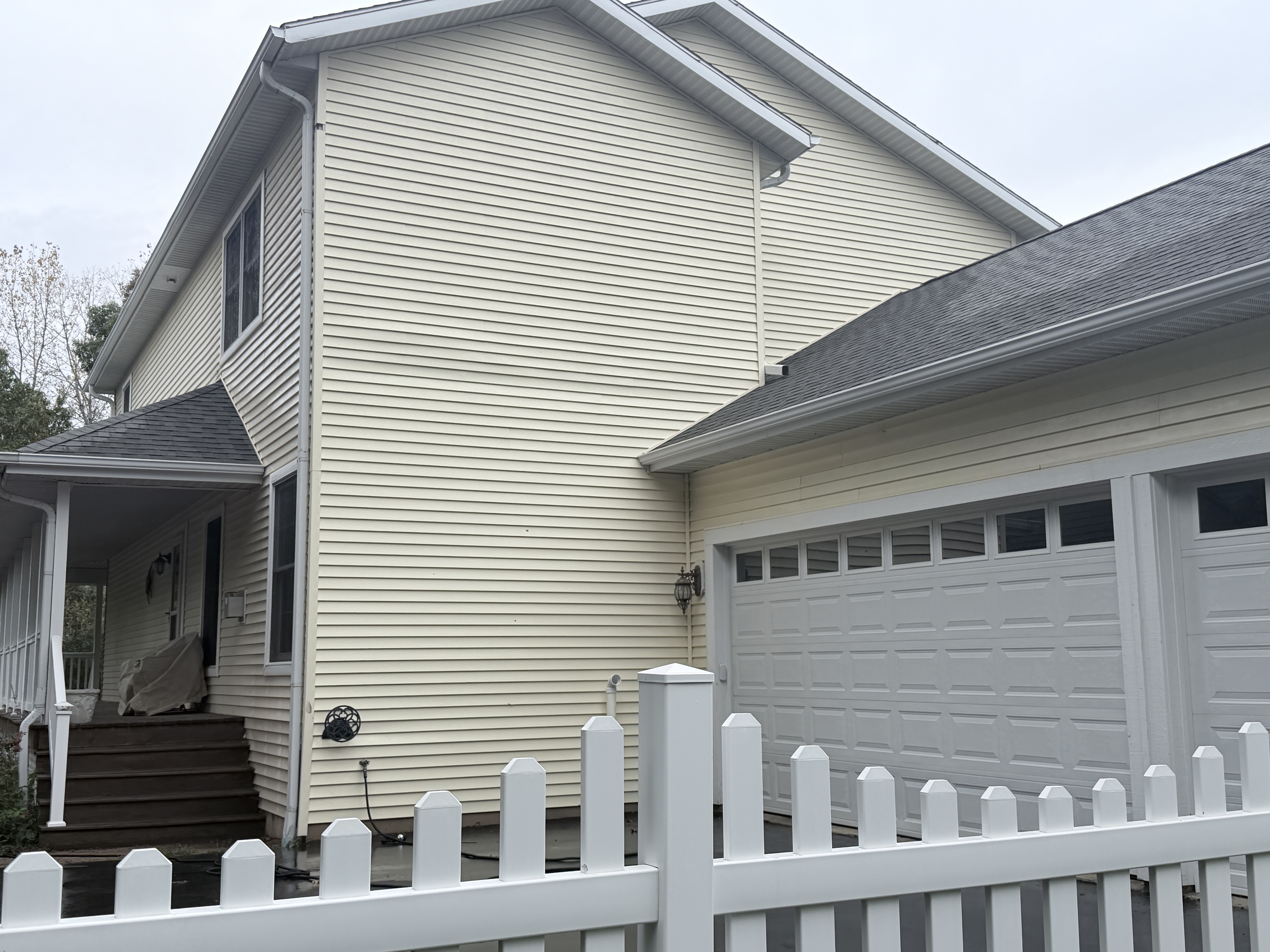 After house washing and fence cleaning in Pleasant Prairie, WI by Code 3 Cleaning — pair 6 of 10, project #1936